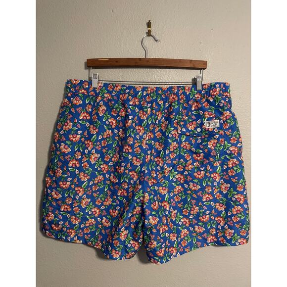 Polo Ralph Lauren Swim Trunks Mens 3XLT Blue Floral Mesh Lining Pockets Beach - Picture 2 of 9